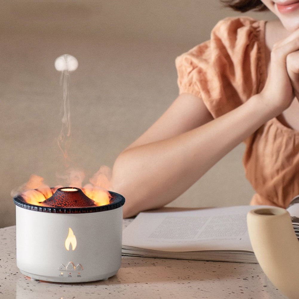 Volcano Aroma Diffuser Humidifier With Flame Effect For Bedroom Spa