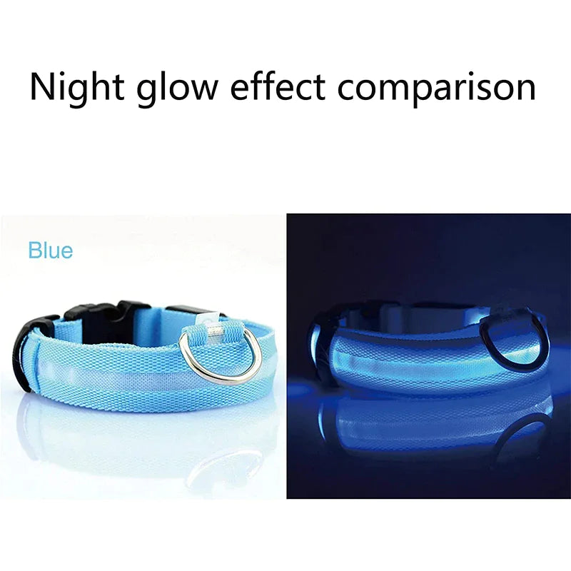 LED Dog Collar Adjustable Waterproof Blinking Safety Light For Pets