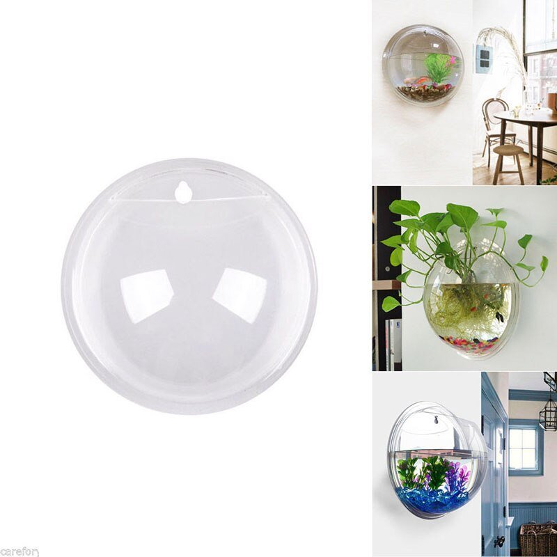 Wall Mounted Aquarium 3D Acrylic Fish Bowl Plant Pot Holder