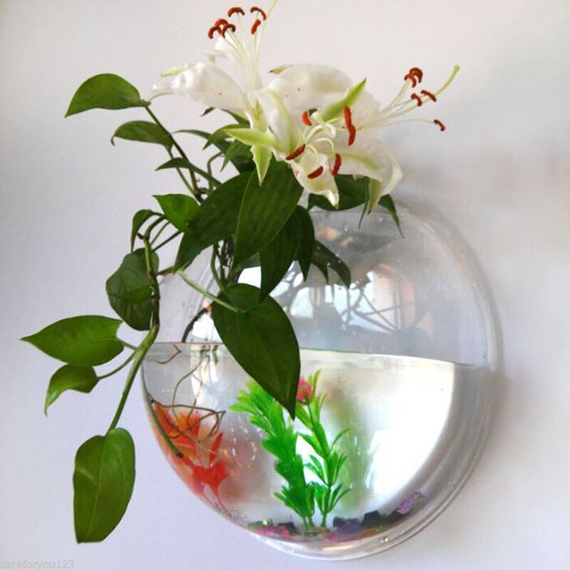 Wall Mounted Aquarium 3D Acrylic Fish Bowl Plant Pot Holder