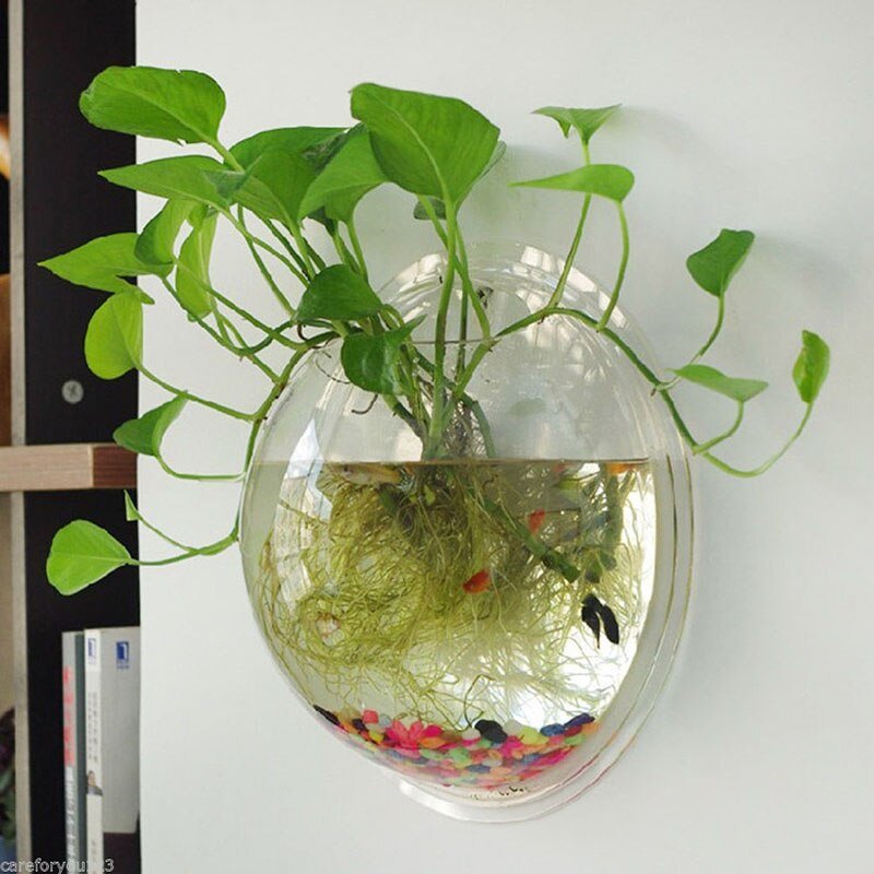 Wall Mounted Aquarium 3D Acrylic Fish Bowl Plant Pot Holder