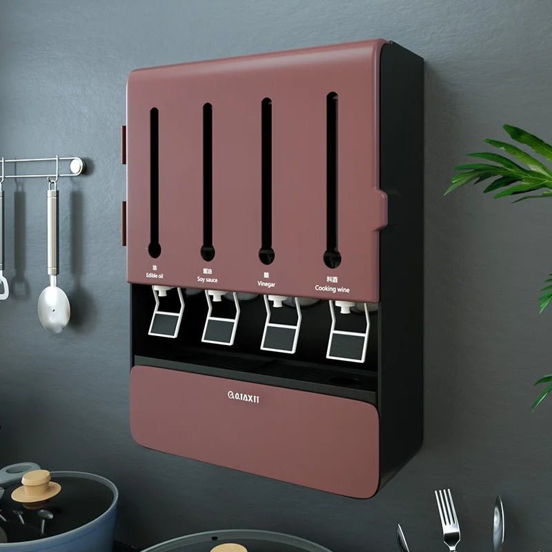 Wall Mounted Condiment Dispenser Multifunctional Kitchen Spice Rack Shelf