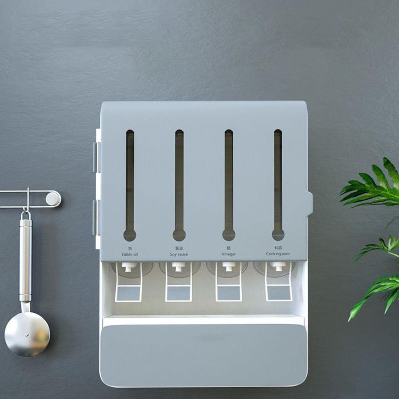 Wall Mounted Condiment Dispenser Multifunctional Kitchen Spice Rack Shelf