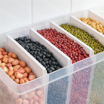Wall-Mounted Dry Food Dispenser With 6 Or 3 Grid Cereal Storage Organizer