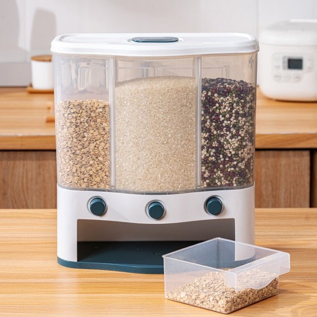 Wall-Mounted Dry Food Dispenser With 6 Or 3 Grid Cereal Storage Organizer