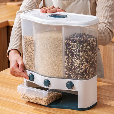 Wall-Mounted Dry Food Dispenser With 6 Or 3 Grid Cereal Storage Organizer