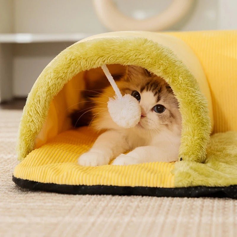 Warm Thick Cat Tunnel Bed Soft Cozy Pet Nest