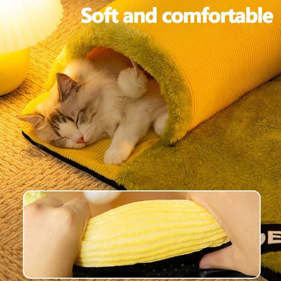 Warm Thick Cat Tunnel Bed Soft Cozy Pet Nest