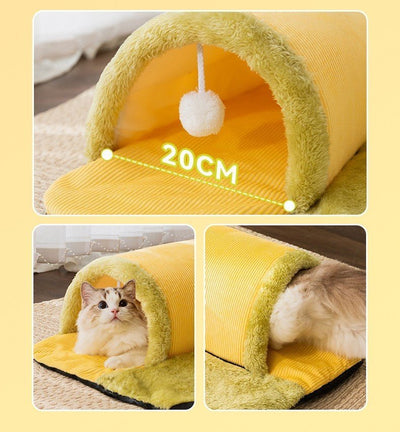 Warm Thick Cat Tunnel Bed Soft Cozy Pet Nest
