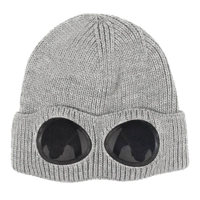 Knitted Beanie With Goggles And Ear Protection For Winter Outdoor Use