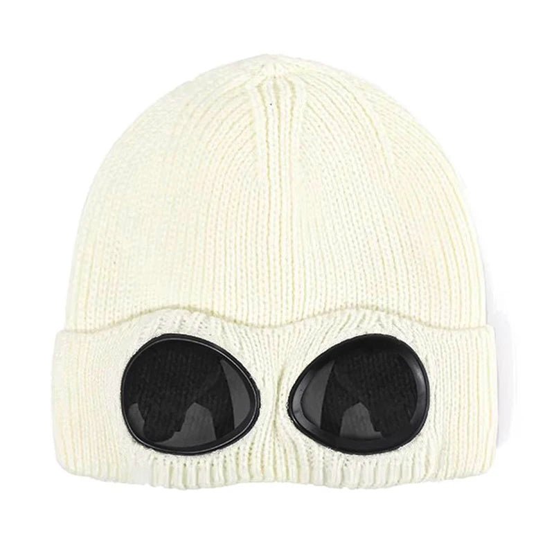 Knitted Beanie With Goggles And Ear Protection For Winter Outdoor Use