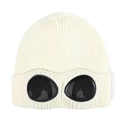 Knitted Beanie With Goggles And Ear Protection For Winter Outdoor Use