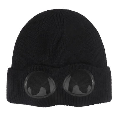 Knitted Beanie With Goggles And Ear Protection For Winter Outdoor Use
