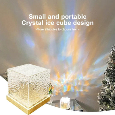 Water Ripple Cube Crystal Lamp With 16 Colors Rotating Light