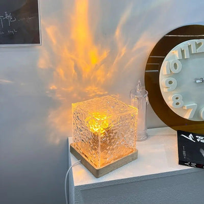 Water Ripple Cube Crystal Lamp With 16 Colors Rotating Light