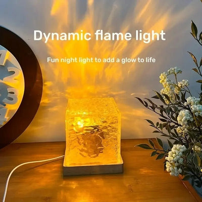 Water Ripple Cube Crystal Lamp With 16 Colors Rotating Light