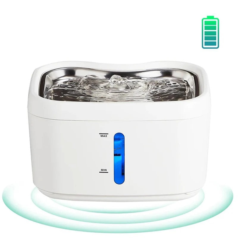 Wireless Cat Water Fountain With Motion Sensor Stainless Steel Tray