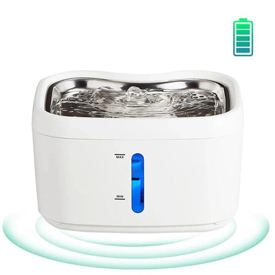 Wireless Cat Water Fountain With Motion Sensor Stainless Steel Tray