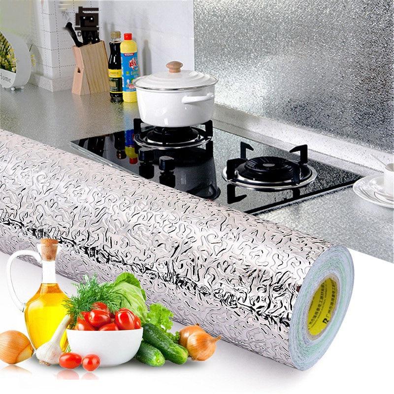 Waterproof Oil Proof Aluminum Foil Kitchen Wall Stickers Self Adhesive