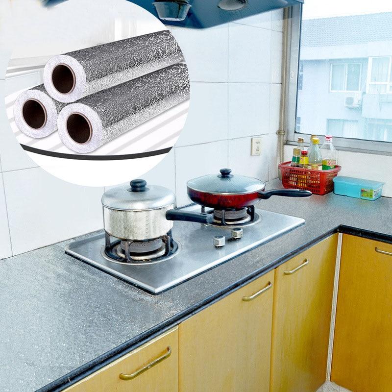 Waterproof Oil Proof Aluminum Foil Kitchen Wall Stickers Self Adhesive