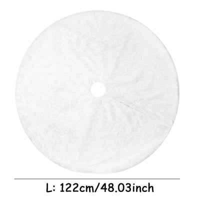 White Faux Fur Christmas Tree Skirt Plush Soft Carpet Holiday Décor