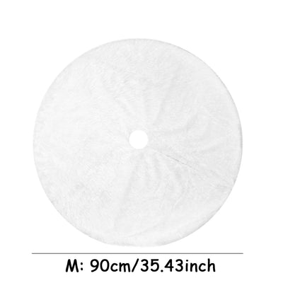 White Faux Fur Christmas Tree Skirt Plush Soft Carpet Holiday Décor