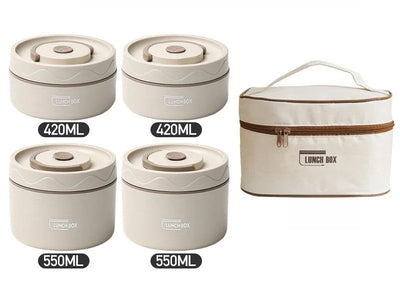 Stackable 4-Tier Bento Lunch Box Stainless Steel With Cutlery Set