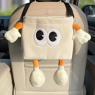 Hanging Car Backseat Storage Holder With Trash Can And Tissue Box