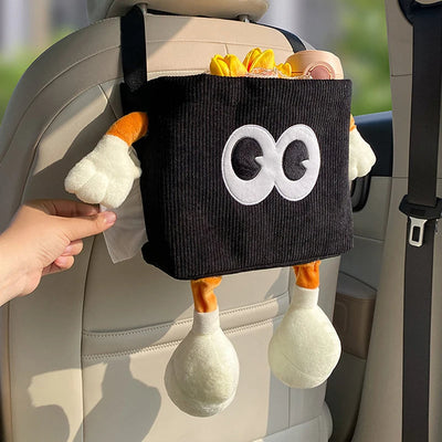 Hanging Car Backseat Storage Holder With Trash Can And Tissue Box