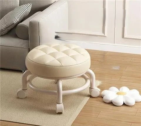 Rolling Low Stool With Wheels For Easy Shoe Changing And Tasks