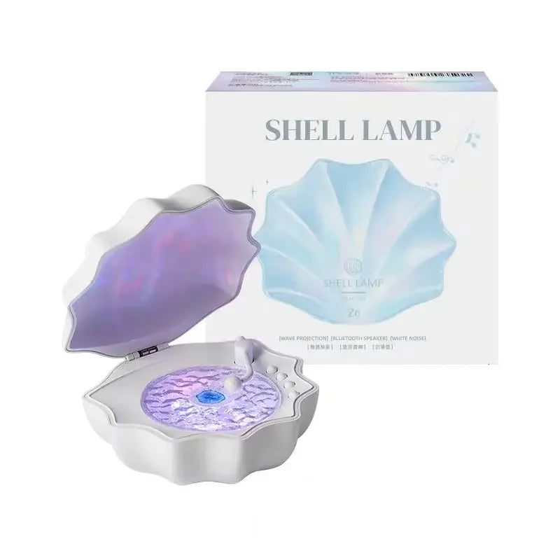 Retro Shell Bluetooth Speaker With Colorful Projection And Sleep Sounds