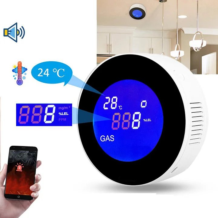 Wi-Fi Smart Natural Gas Detector With LCD Temperature Display For Home