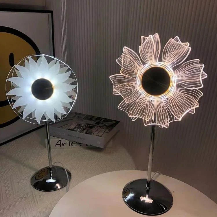 Windmill Sunflower LED Crystal Table Lamp Decorative Bedside Light