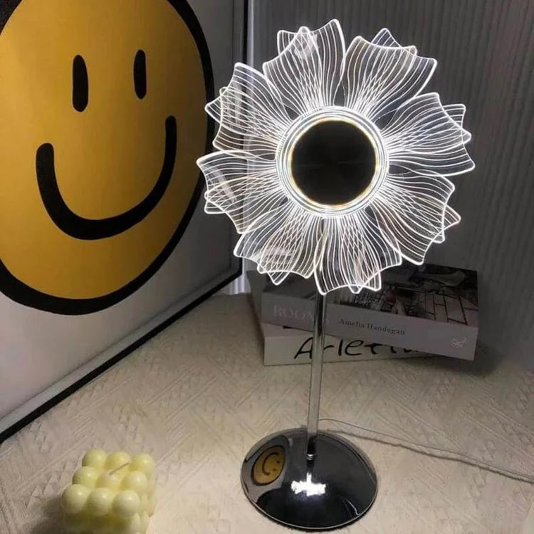 Windmill Sunflower LED Crystal Table Lamp Decorative Bedside Light