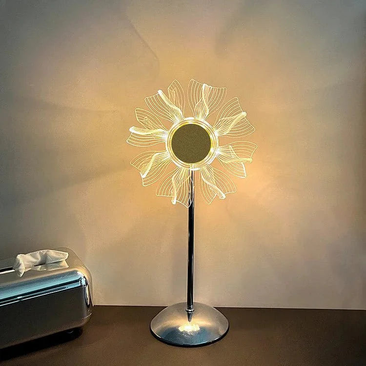 Windmill Sunflower LED Crystal Table Lamp Decorative Bedside Light