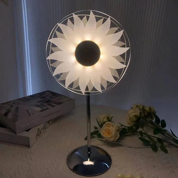 Windmill Sunflower LED Crystal Table Lamp Decorative Bedside Light