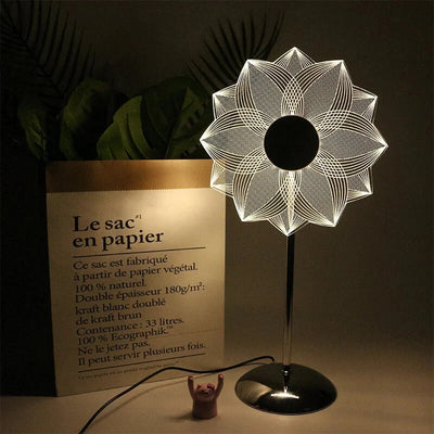 Windmill Sunflower LED Crystal Table Lamp Decorative Bedside Light