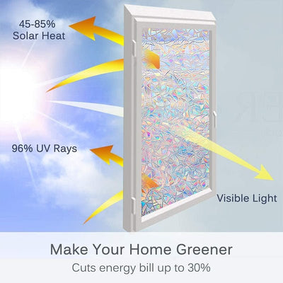 Window Privacy Film Vinyl 3D Clings Rainbow UV Protection Stickers
