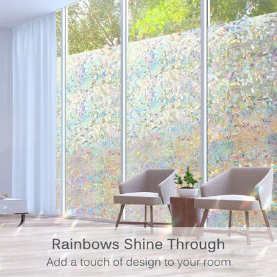 Window Privacy Film Vinyl 3D Clings Rainbow UV Protection Stickers