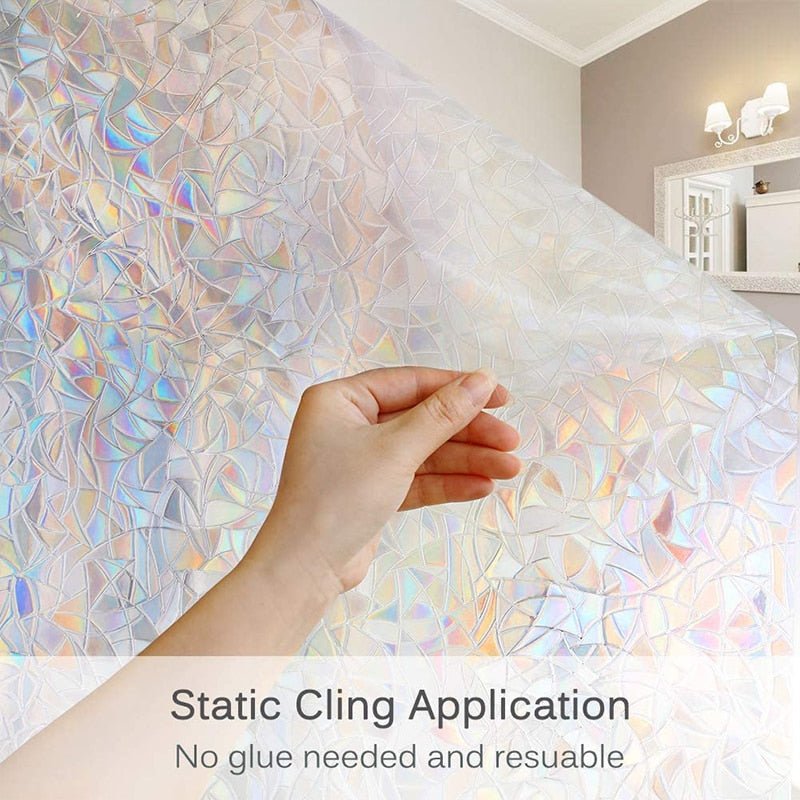 Window Privacy Film Vinyl 3D Clings Rainbow UV Protection Stickers