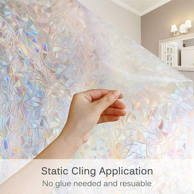 Window Privacy Film Vinyl 3D Clings Rainbow UV Protection Stickers
