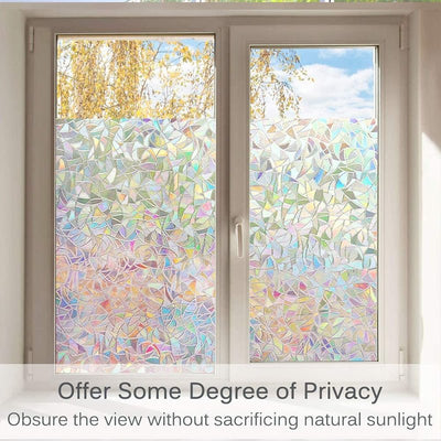 Window Privacy Film Vinyl 3D Clings Rainbow UV Protection Stickers