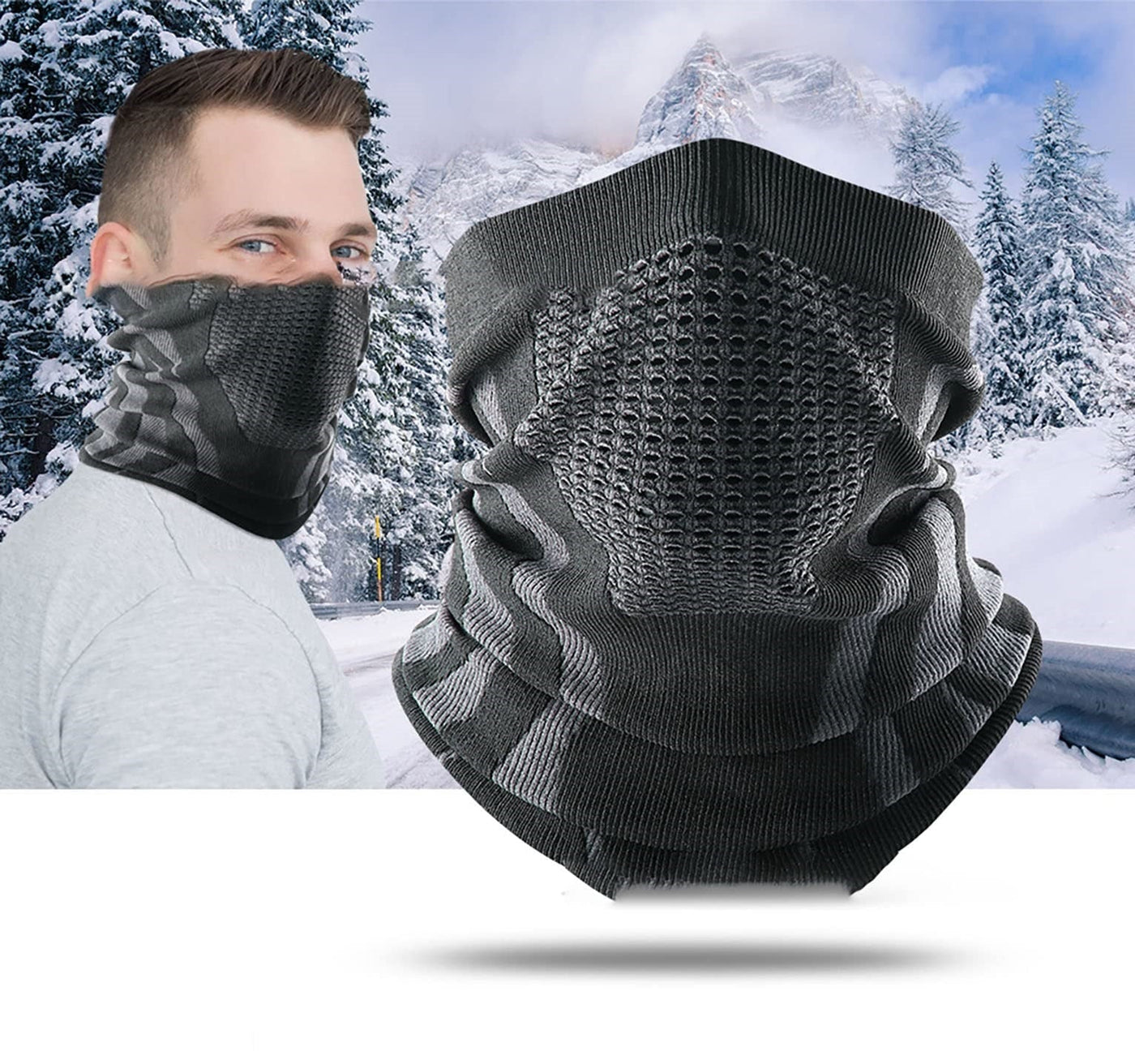 Thermal Knitted Bandana Mask Windproof Breathable Warm Neck Warmer