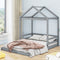 Wood Full Size House Bed With Safety Guardrail For Kids