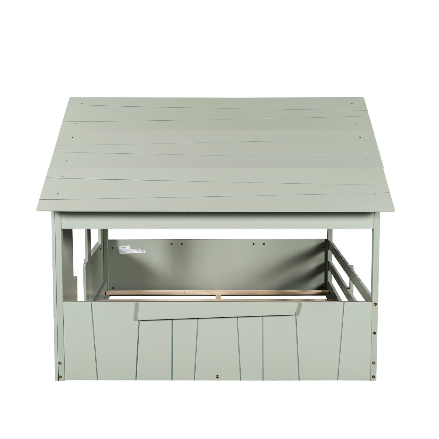 Full-Size House Bed With Roof Window And Safety Guardrail Light