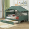 Wood Full Size House Bed With Storage And Twin Trundle