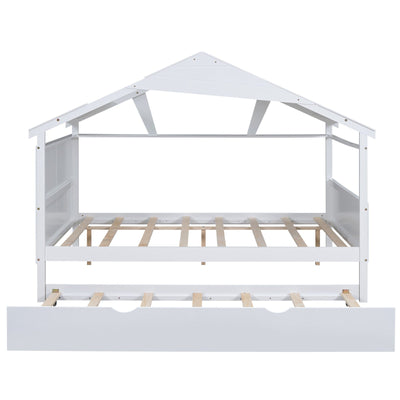 Full Size House Bed With Twin Trundle And Storage Drawer