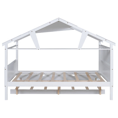 Full Size House Bed With Twin Trundle And Storage Drawer