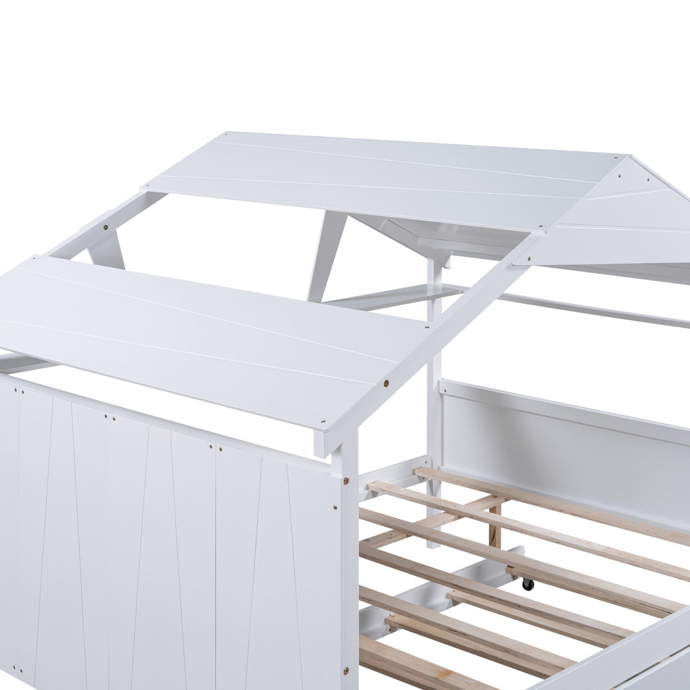 Full Size House Bed With Twin Trundle And Storage Drawer
