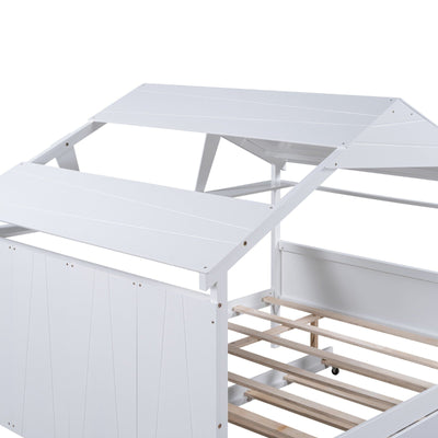 Full Size House Bed With Twin Trundle And Storage Drawer